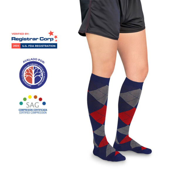 CALCETIN UNISEX DISEÑO ROMBOS 15-20mmHg